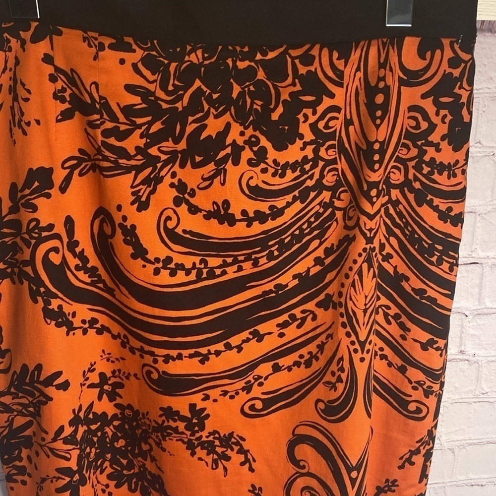Tristan Black & Orange Cotton Fitted Pencil Skirt Size 12 - Picture 6 of 14